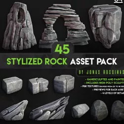 Stylized Rock Asset Pack by J Roscinas Low-poly  3D model