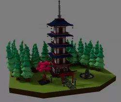 Templo Japones - Japanese Temple Low-poly  3D model