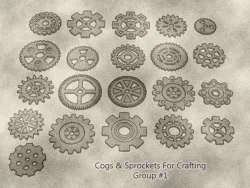 Cogs, Gears and Sprockets Group 1 [21 different styles and sizes] for Crafting Steampunk ,Mechanical ,Warhammer 40k theme terrain