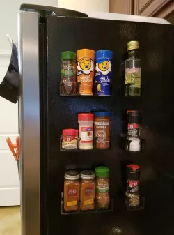 Magnetic refrigerator spice rack set - heavy duty uses neodymium magnets