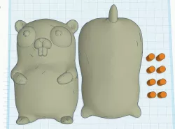 Go gopher golang mascot - split in half for ez FDM printing