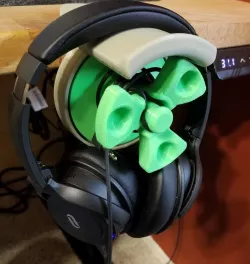 Headphone Holder with Cable Management Spool Table Mount Version - with STEP file