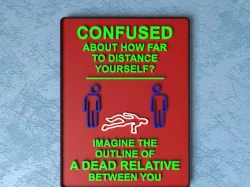 Customizable Safe Distance Sign - Confused