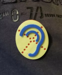 Deaf, hard of hearing brooch/badge