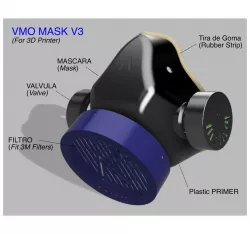 VMO MASK V3 - 3D-PRINTED PROTECTIVE - CORONAVIRUS COVID-19 (IMPROVED VERSION)