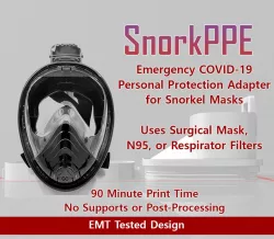 SnorkPPE - COVID-19 Snorkel Mask Adapter (N95/SurgicalMask/Respirator)