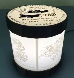 Circular lithophane with color changing light