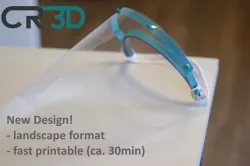 CR-3D Fast printable FaceShield 2nd Gen >German Standard< Din A4 -888-  Landscape Format 