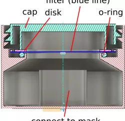 virus filter adapter for Decathlon, KHROOM, DIVELUX snorkel dive mask