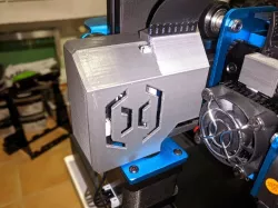 Artillery X1 cover for X-Axis with ribbon hold and strain relief.
