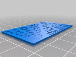 Engraving / Raised Text Temporary 3D Testing Template - 30x50x1 MM