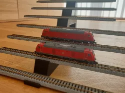 stackable stairs to display N scale trains on Kato tracks in a showcase