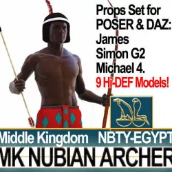Ancient Egypt Archer Props Nubian Poser Daz 3D model