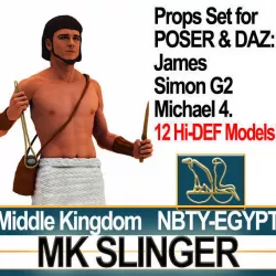 Ancient Egypt Soldier Props Slinger Poser Daz 3D model