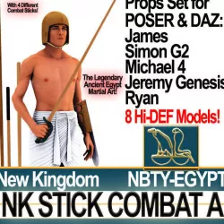 Ancient Egyptian Stick Combat NK Props Poser Daz A 3D model