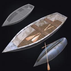 3D model Boat With Oars VR / AR / low-poly