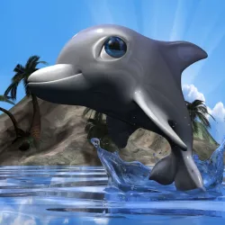 Cartoon Dolphin RIGGED Low-poly  3D model