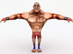 Cartoon MMA fighter Low-poly  3D model