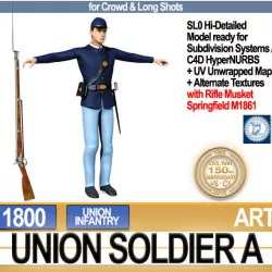Civil War Union Soldier A Infantry 3D model