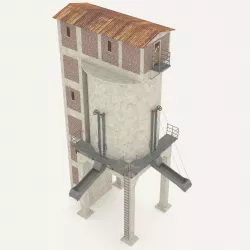 Concrete coal silo 3D model
