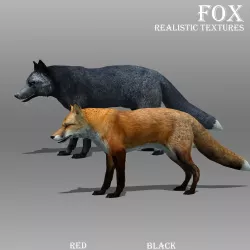 Red and Black Fox Low-poly  3D model