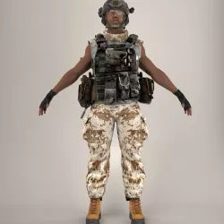 Soldier Black Full Nor Rigged 3D model