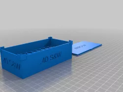 Customizable stack-able box with label to hold ammunition.