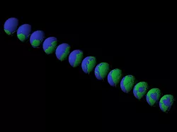 Earth from 540 to 20 Mya scaled one in sixty million