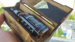 Box with a male character. With low cost. Laser cut.