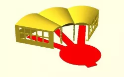 HO model train shed and roundhouse