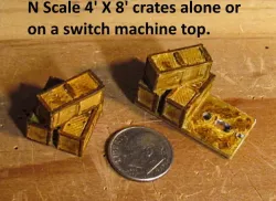 N Scale - 4 ft X 8 ft wooden crates, alone or for switch machine..