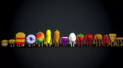 15 Food character collection Low-poly 3D model