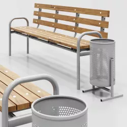 Bench and  rubbish bin  3D model