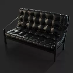 Black Leather Sofa 3D model