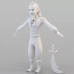 Cartoon Captain Pirate 3D model