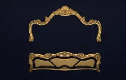 Classic Carved Bed 3D model 01 3D model