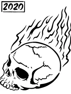 Flame skull stencil