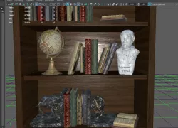 PBR Full Bookshelf Low-poly 3D model