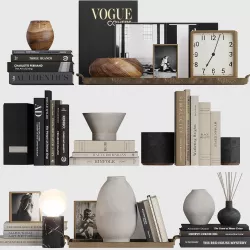 Pottery Barn Decor shelf set with clock and lamp 3D model