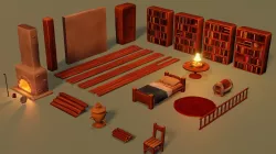 Stylized Furniture Pack Low-poly 3D model