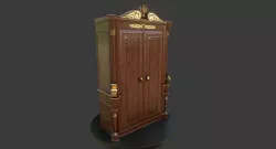 Vintage Wooden Wardrobe Low-poly 3D model