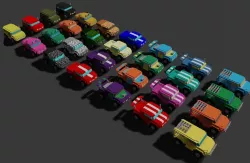 Voxel Cars Pack Low-poly 3D model