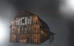 WOODEN BARN FOR MEDIEVAL DARK FANTASY Low-poly 3D model