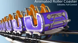 3d Animated Roller Coaster Train 3D model