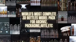  3D GLASS BOTTLES HQ CONTAINER PACK for Blender PROMO half price 3D model