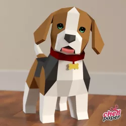 3D Papercraft Beagle Low-poly 3D model