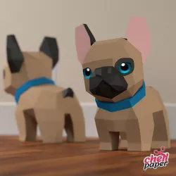 3D Papercraft Bulldog Low-poly 3D model