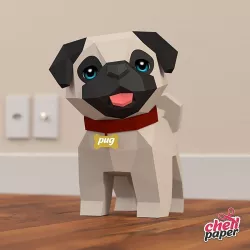 3D Papercraft Pug Low-poly 3D model