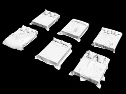 6 bed bedding sheets knitted blanket throw pillow 3D model