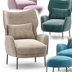 Alex Navy Velvet Accent Chair Crate and barrel 3D model